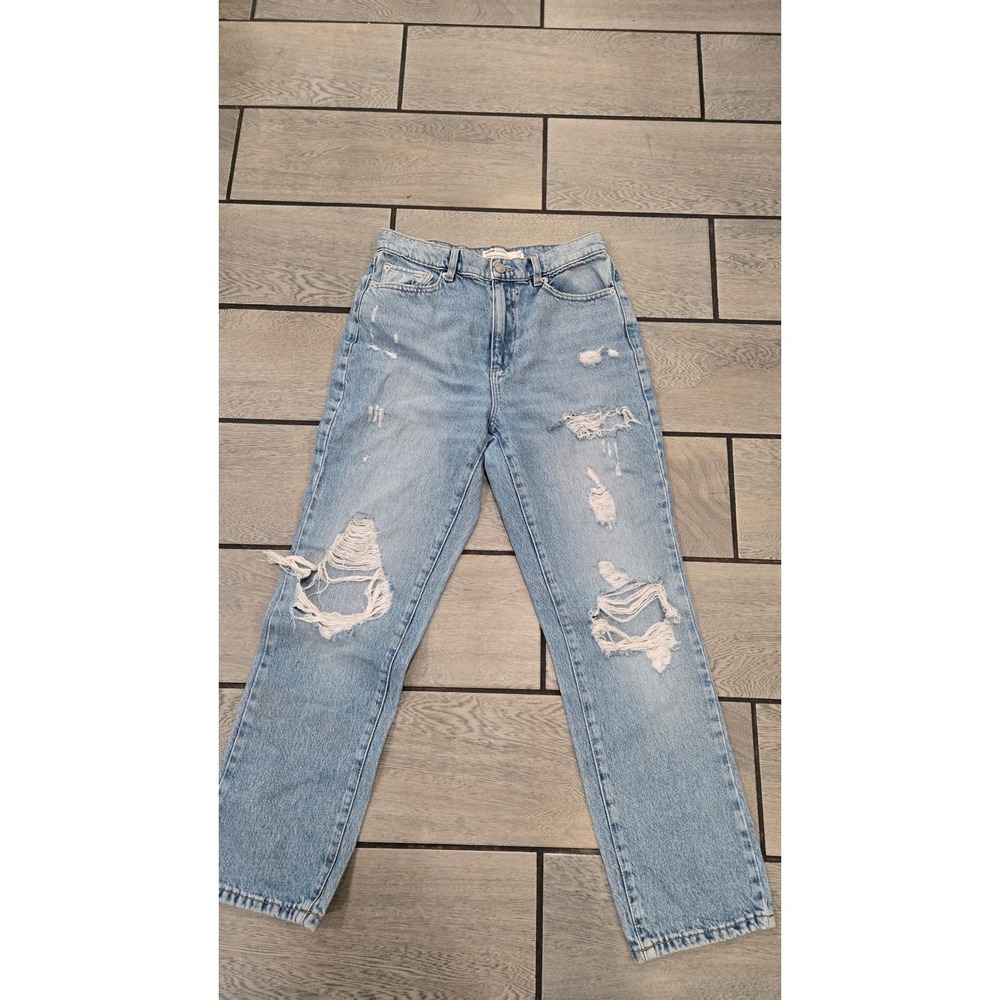 Garage Vintage Straight Distressed High Rise Jeans Light Wash Blue Size 7 28